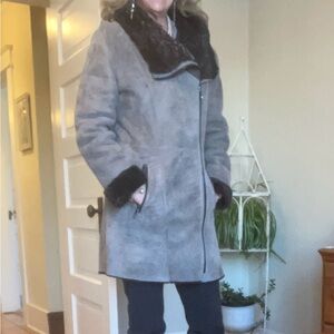 Women's Blue Duck Gray Shearling Coat M